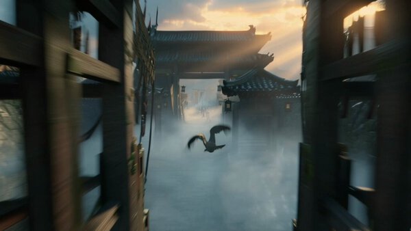 Hyper-speed FPV Cinematic Crow Flight Japanese Castle