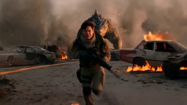 Terrified Soldier Flees Reptilian Beast on Collapsed Highway