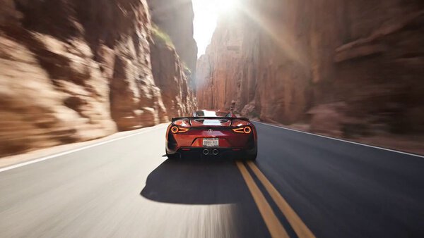 Wild Car Speed Canyon Tracking Shot