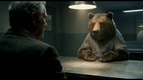 British Detective Interrogating Bear