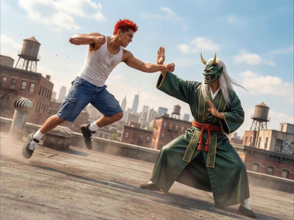 Intense Fight Between Fighter and Martial Artist