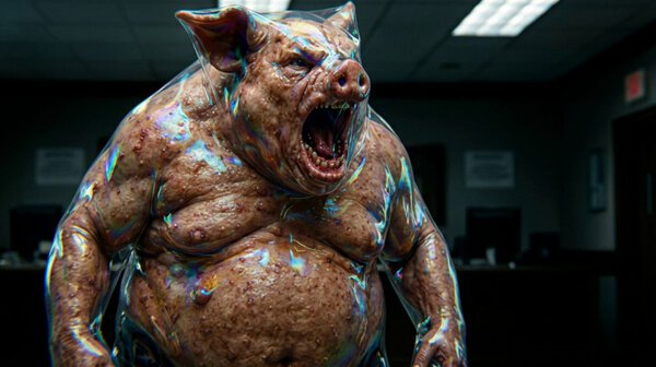 Man Pig Hybrid Scream Spit Scene