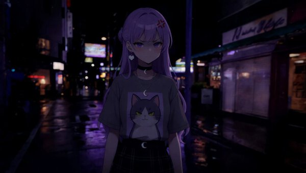 High Angle Girl in Dark Alley Scene