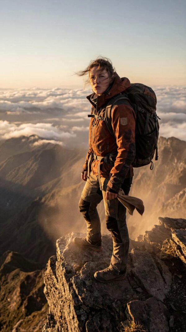 Female Explorer on Cliff Edge