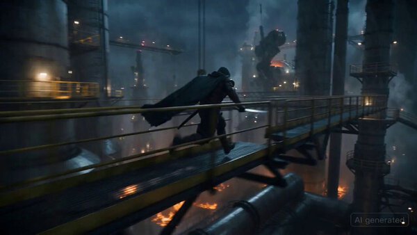 Fighting Colossal Mechanical Beast Seedance Pro 2.0