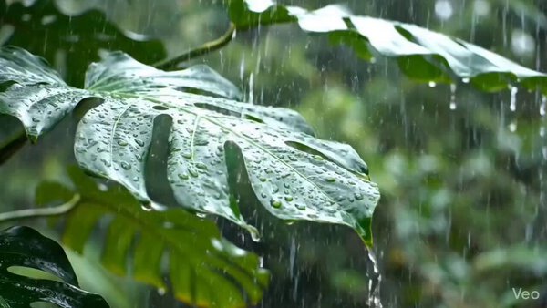 Ultra Realistic ASMR Rainfall Tropical Leaves
