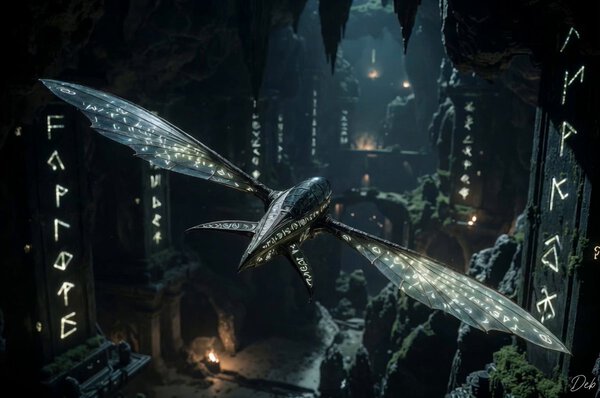 Glider Flying Ancient Cavern