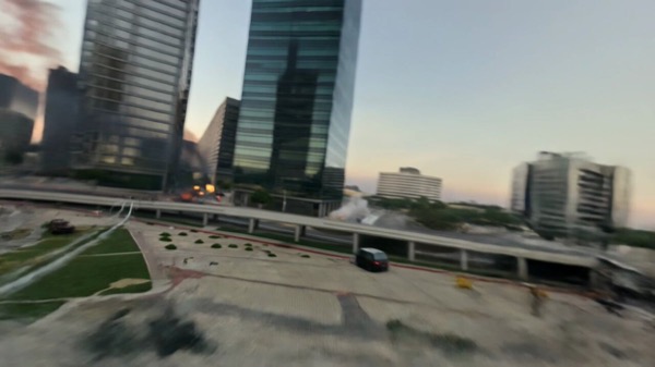 Wide Aerial Shot Over Modern City