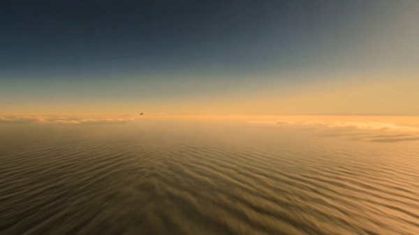 Cinematic Dawn Scene High Above Golden Cloud Ocean Airliner Camera Rush