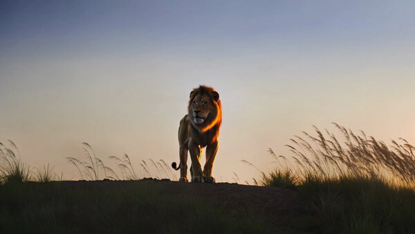 Multi Shot Male Lion Stands Alone