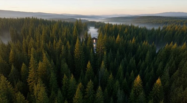 Aerial Shot Over Mountain Forest