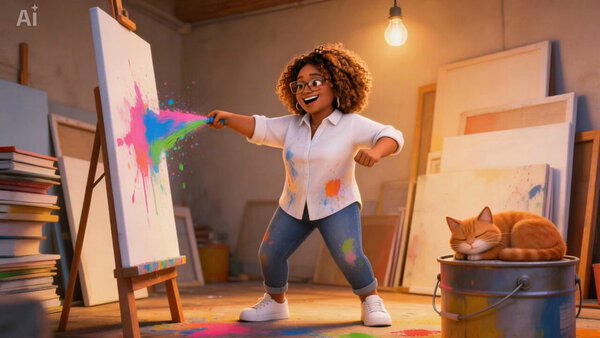 Artist Hands Gripping Paintbrush