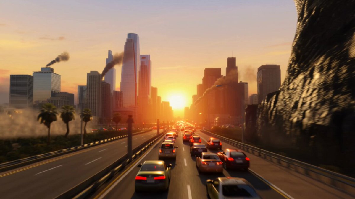 Giant Creature POV City Destruction