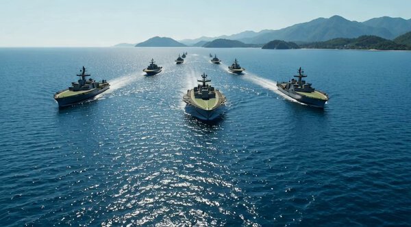 Grok Imagine Naval Fleet Cruise