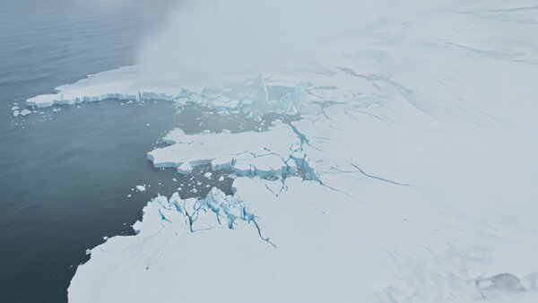 Frozen Polar Rescue Helicopter Aerial