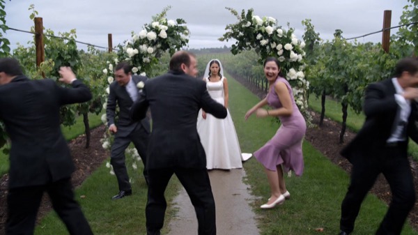Wedding in Vineyard with Rain