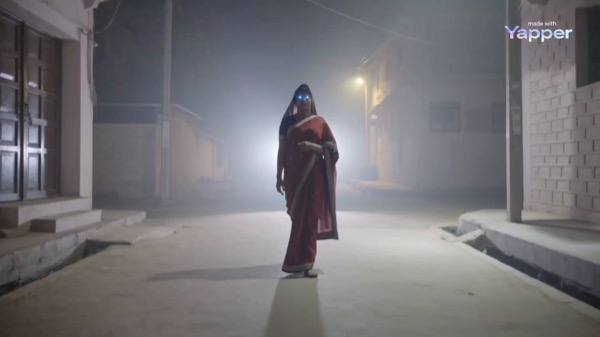 Mysterious Sari Woman - Foggy Indian Street at Night