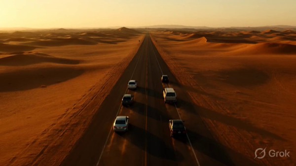 Desert Highway Aerial Shot