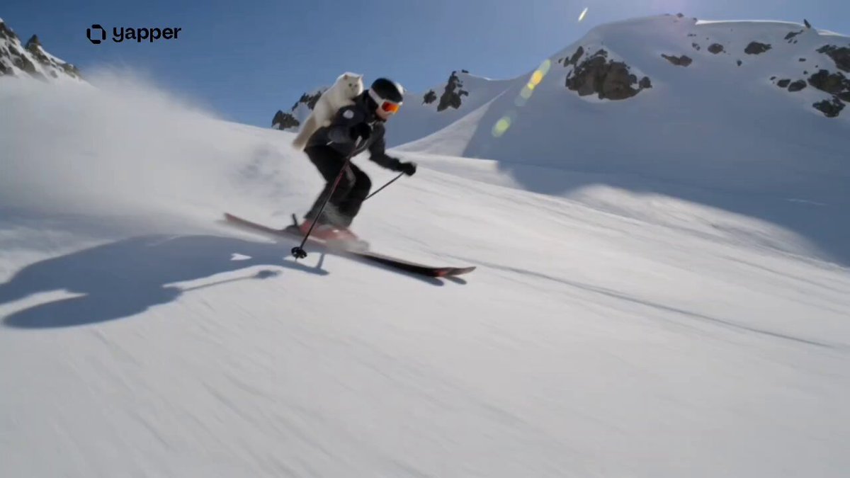 Skier with Cat on Shoulders