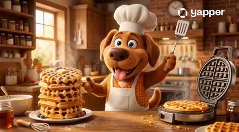 Cartoon Dog Chef Waffles