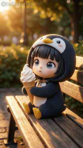 GuGuGgaga Sad Penguin Girl Ice Cream
