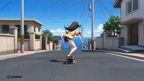 Skateboard Girl Coastal Downhill