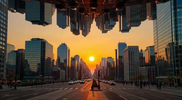 Upside Down City Mirror
