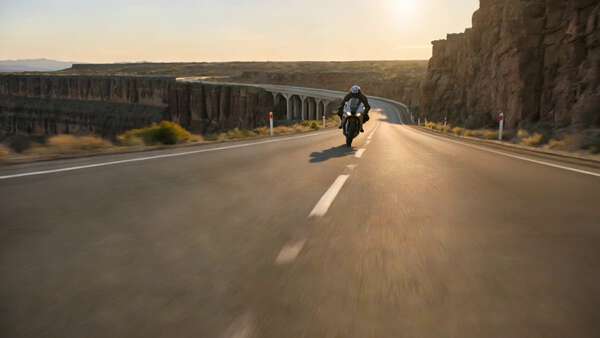 Canyon Motorcycle Chase Sunset