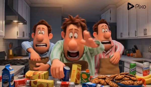 Cartoon Kitchen Snack Chaos