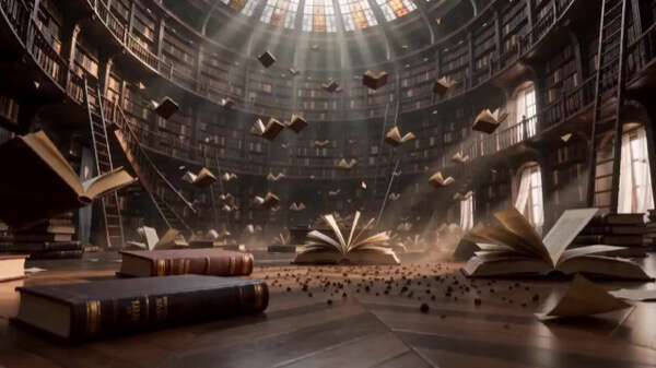 Flying Books Library Fantasy
