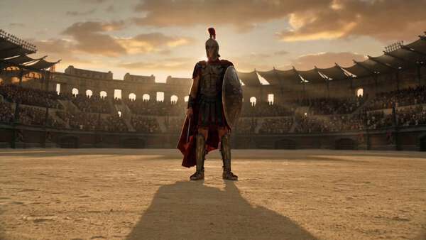 Epic Roman Gladiator in Ancient Colosseum