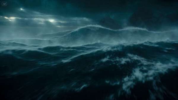 Sea Serpent vs Crab Titan in Storm Ocean