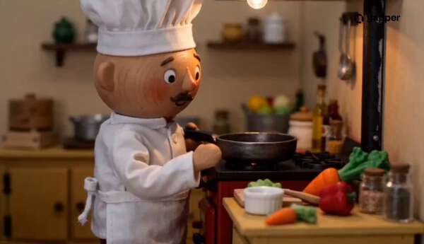 Claymation Chef in Miniature Kitchen