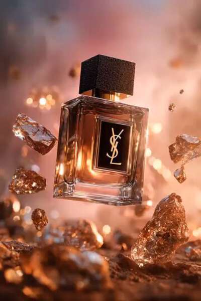 Black Opium Perfume Bottle in Crystal Fragments