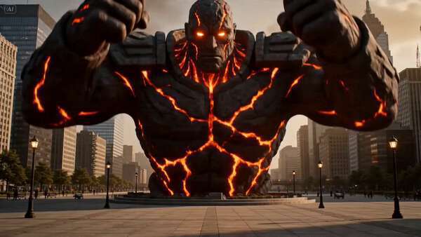 Volcanic Warrior Unleashes City Destruction