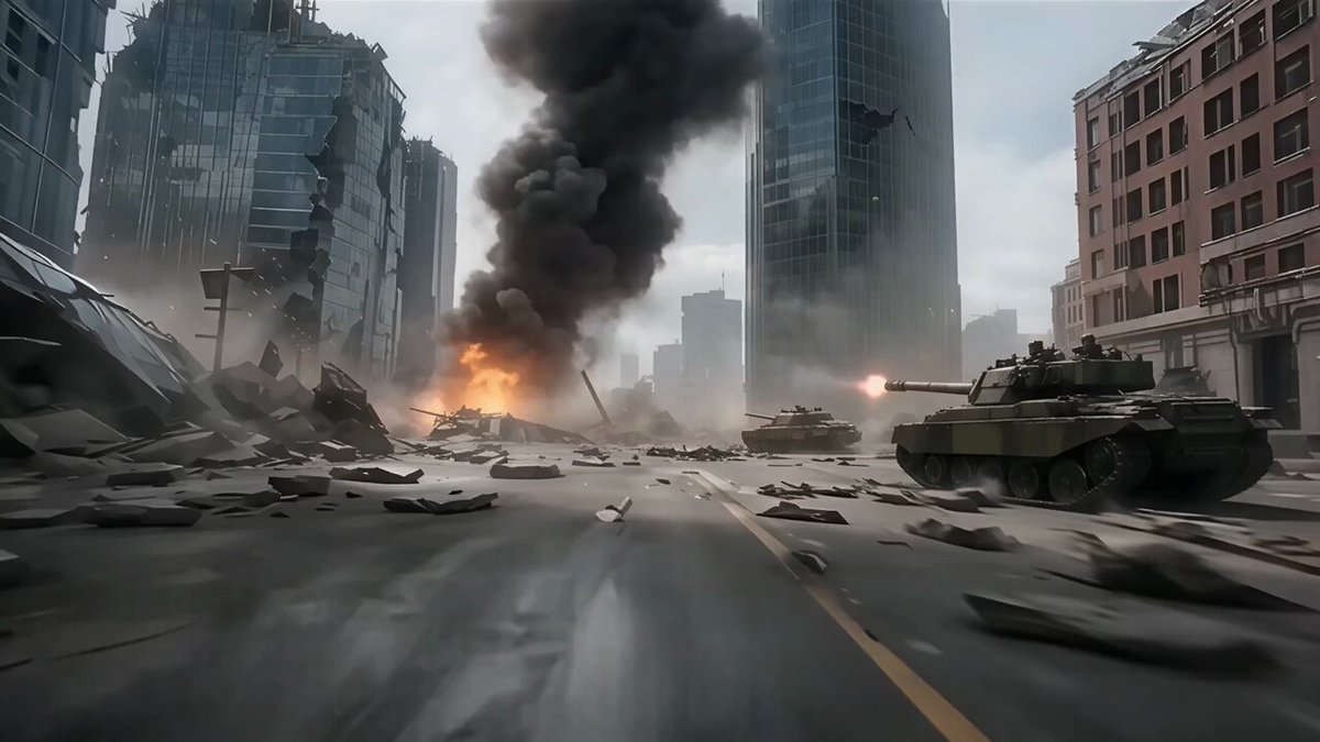 Giant Robot vs Military Tanks
