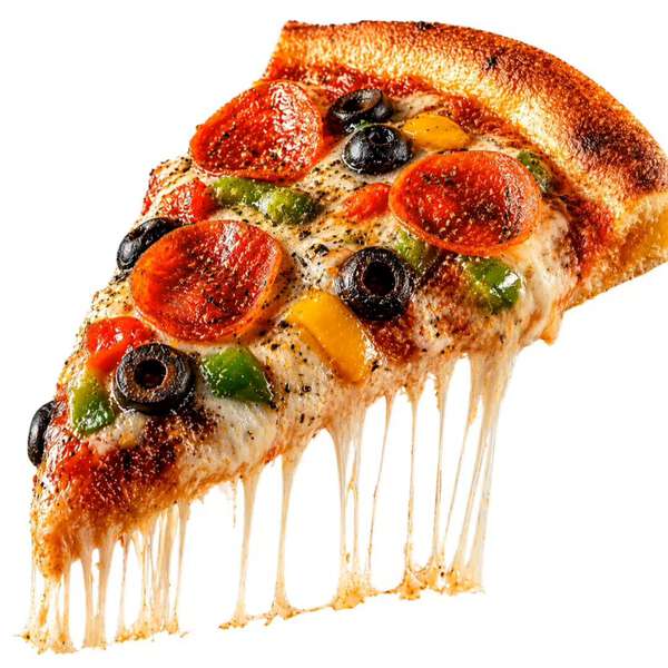 Spinning Pizza Slice with Layered Infographic