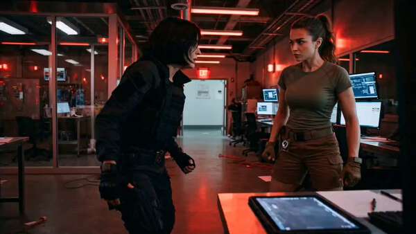 Lab Combat Scene Two Female Agents