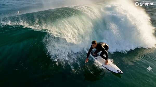 Surfer 360 Aerial Spin on Emerald Wave