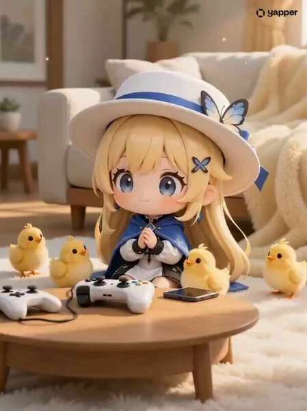 Phoebe Chibi Playing with Chick