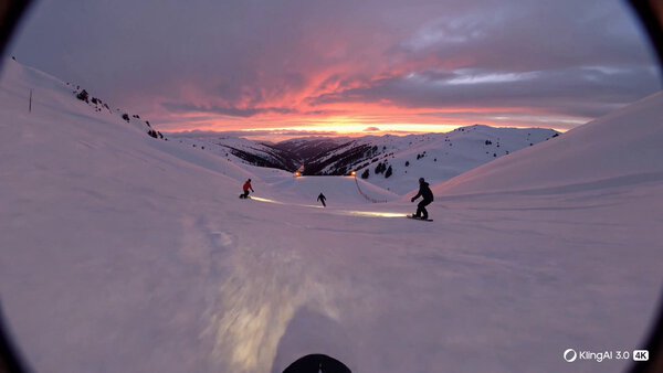 Snowboarding POV Twilight Run