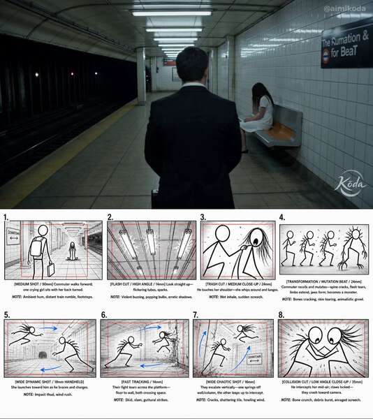 Action Horror Subway Storyboard