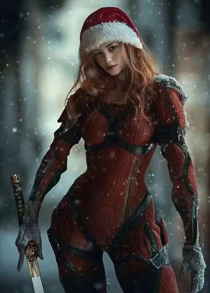Fiery Katana in Snowy Alley