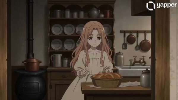 Victorian Anime Girl Dancing with Cat