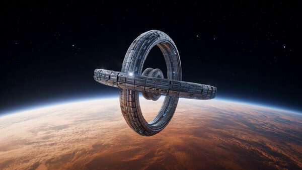 Grok Imagine Ring Space Station