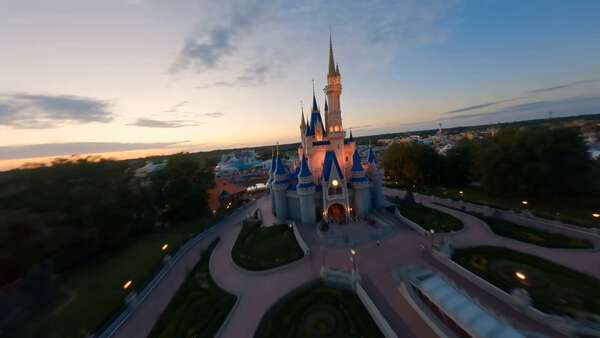 Cinematic FPV Flight Through Disneyland