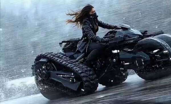 Cyberpunk Mech Motorcycle Chase