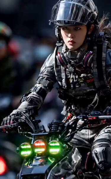 Cyberpunk Motorcycle Warrior