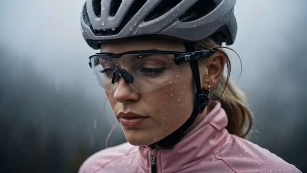Female Cyclist Rainstorm Commercial