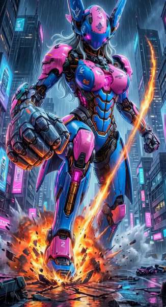 Cyberpunk Female Mecha Action